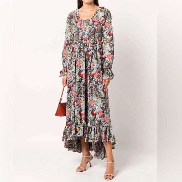 Cinq a Sept Leigh Floral Ruffle Maxi Dress Size 0 - Picture 10 of 10
